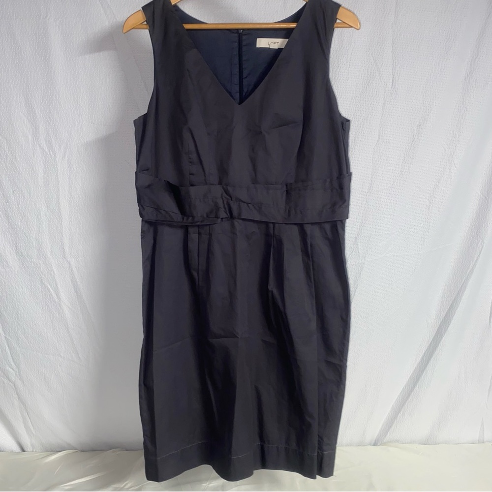 LOFT 100% Cotton Dark Grey Shift Dress , Size 12 Petite